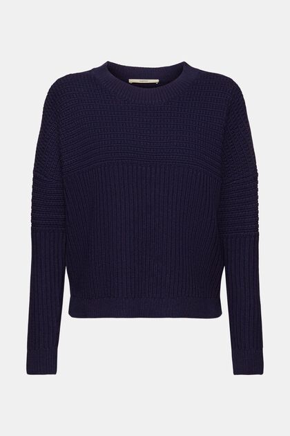Pullover aus Grobstrick, NAVY, overview