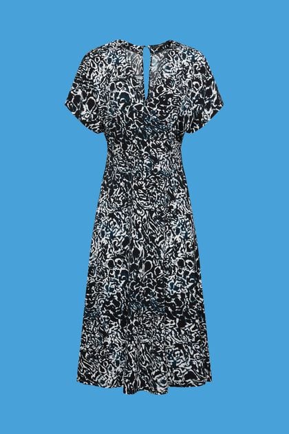 Jerseykleid mit V-Ausschnitt und Allover-Print
