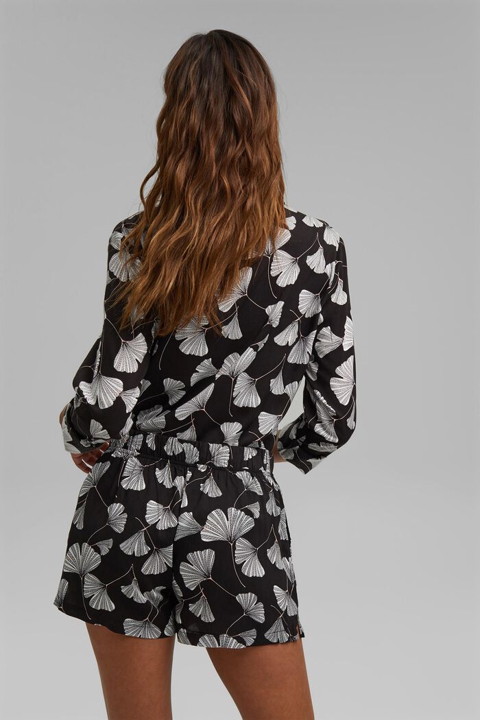 Pyjama-Shorts mit Ginko-Print, LENZING™ ECOVERO™, BLACK, detail image number 3