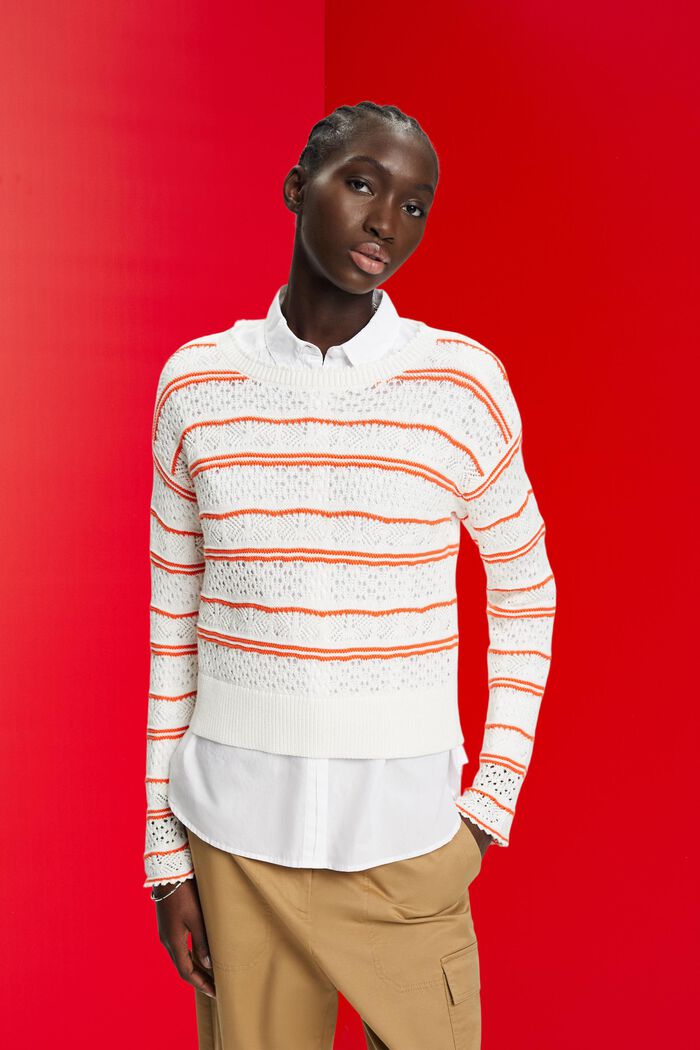 Strukturierter Pullover aus nachhaltiger Baumwolle, NEW OFF WHITE, detail image number 0