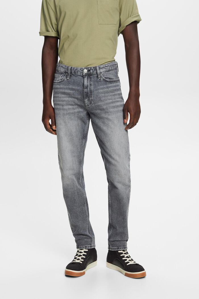 Gerade, konische Jeans mit mittelhohem Bund, GREY MEDIUM WASHED, detail image number 0