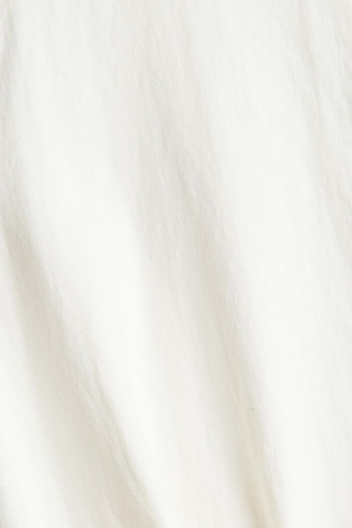 Aus Leinen: Hemdblusenkleid mit Bindegürtel, OFF WHITE, detail image number 4