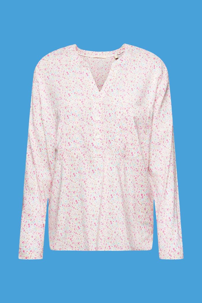 Florale Bluse mit V-Ausschnitt und Knöpfen, OFF WHITE, detail image number 5