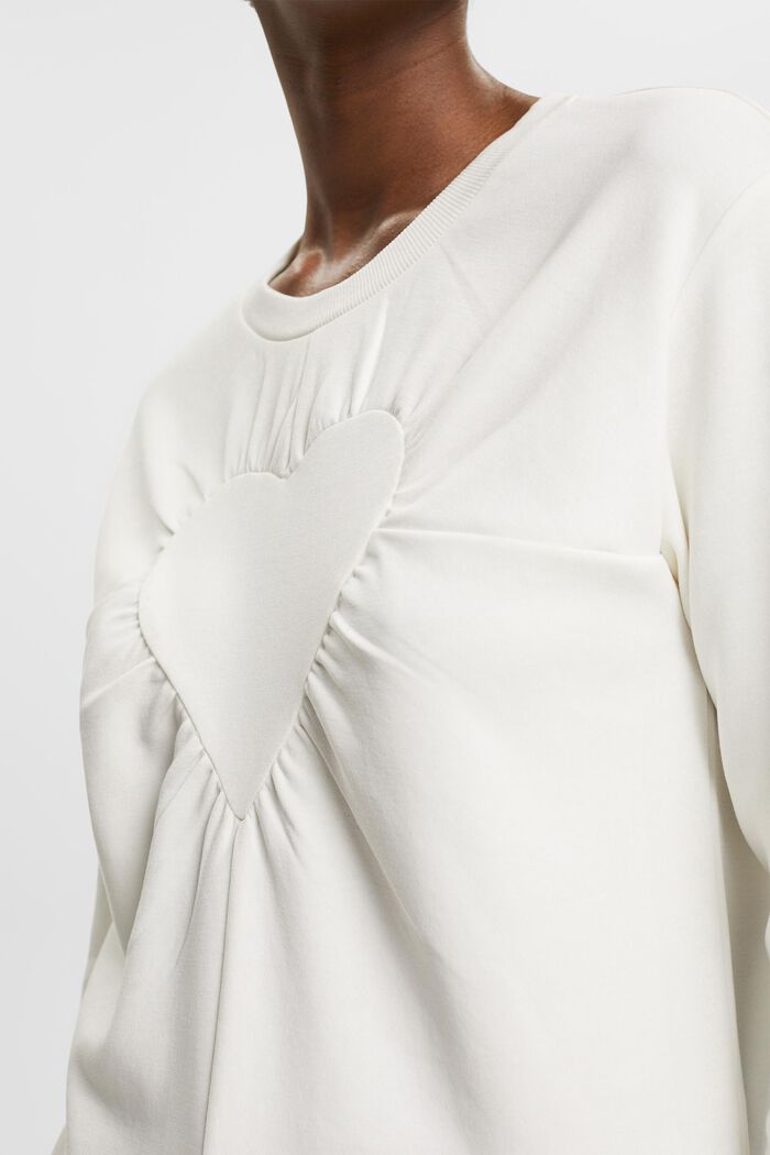 Sweatshirt mit Herz-Applikation, OFF WHITE, detail image number 2