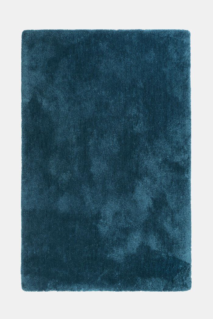 Hochflor-Teppich im unifarbenen Design, TURQUOISE, detail image number 0