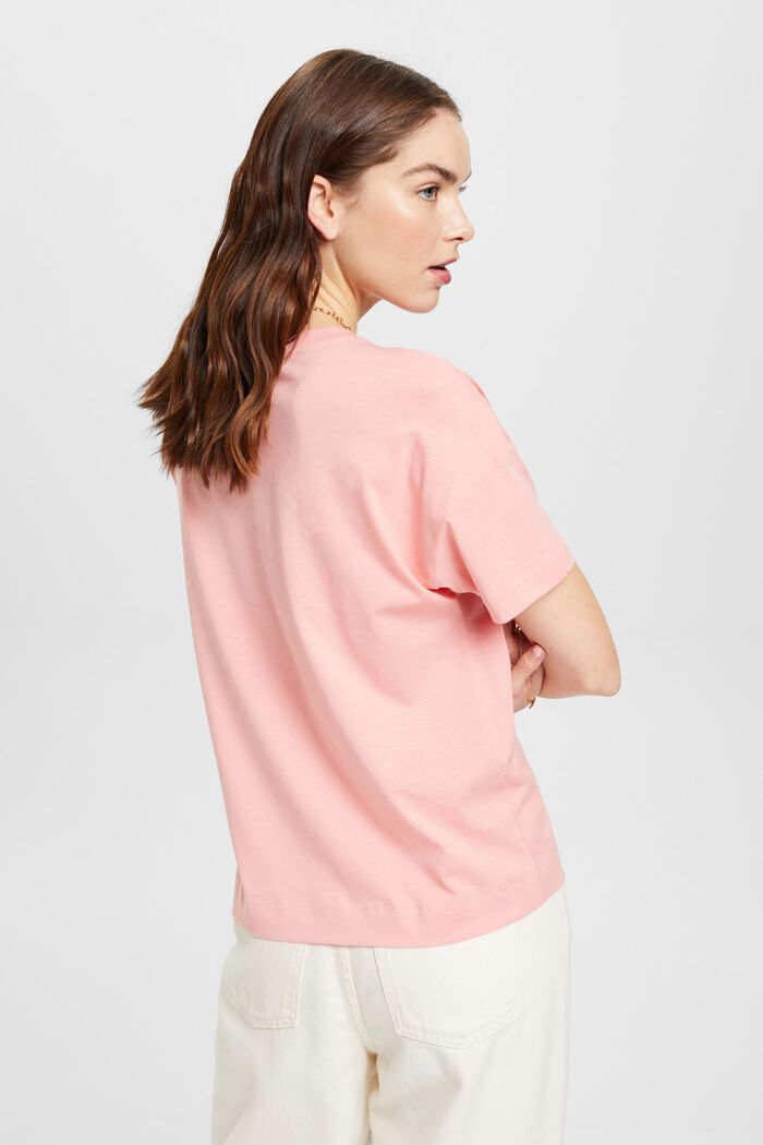 T-Shirt mit floralem Print auf der Brust, PINK, detail image number 1