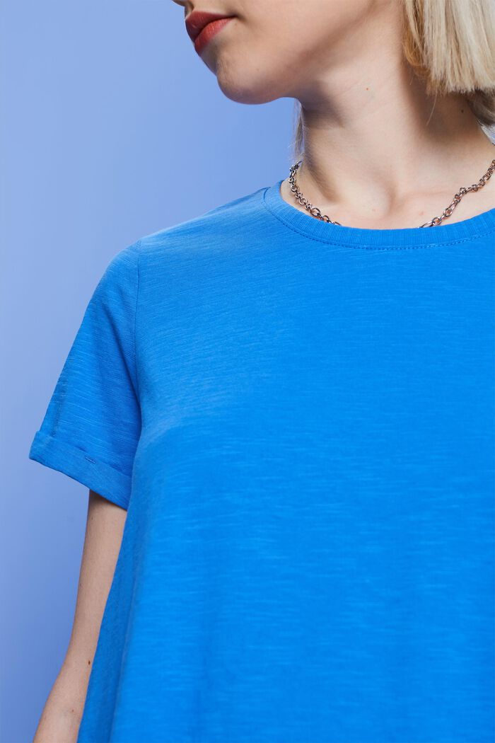 Klassisches Rundhals-T-Shirt, 100 % Baumwolle, BRIGHT BLUE, detail image number 2