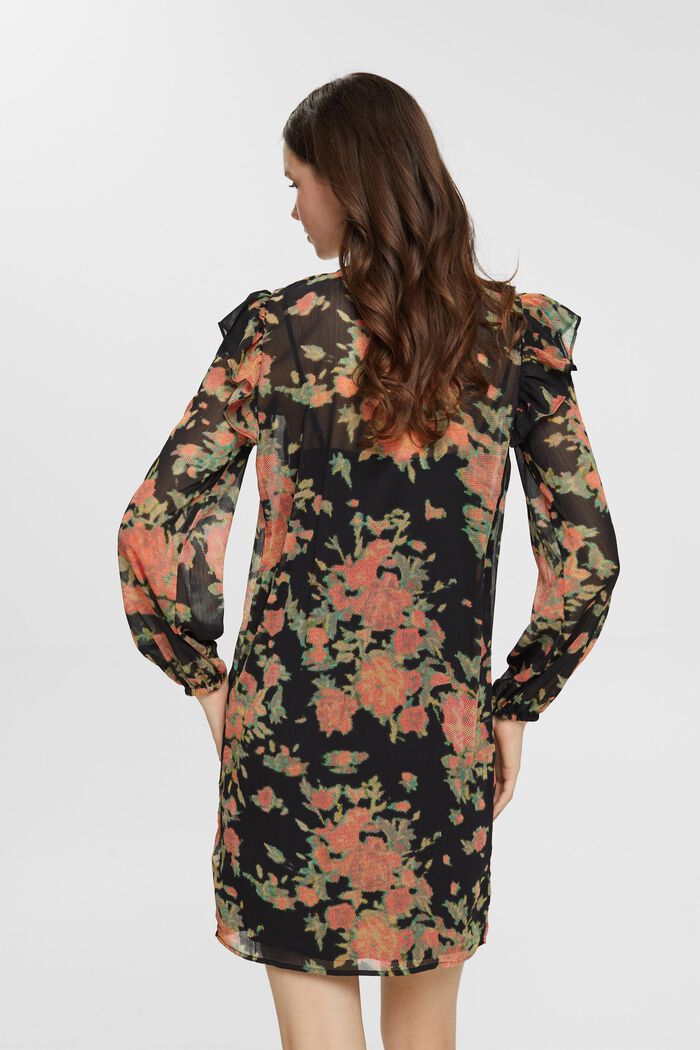 Chiffon-Kleid mit Muster, BLACK, detail image number 3