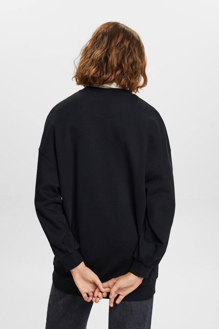 Fleece-Sweatshirt mit Rundhalsausschnitt, BLACK, detail image number 4