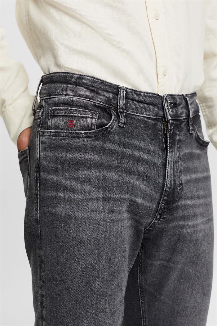 Jeans mit schmaler Passform und mittelhohem Bund, BLACK DARK WASHED, detail image number 2
