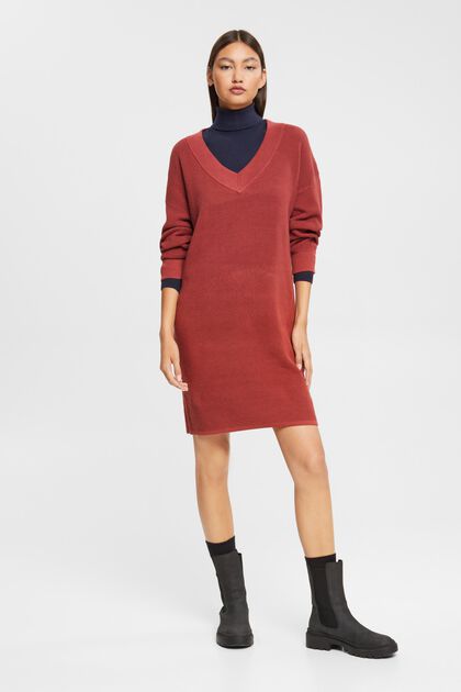 Pulloverkleid aus Baumwolle, TERRACOTTA, overview