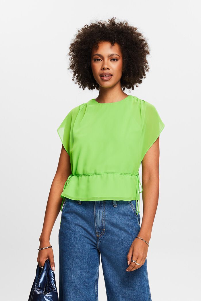 Chiffonbluse mit Tunnelzug, CITRUS GREEN, detail image number 0
