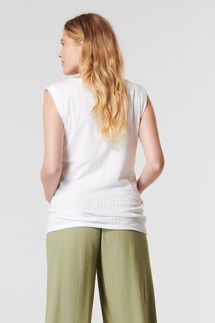 T-Shirt mit feinem Lochmuster, Organic Cotton, BRIGHT WHITE, detail image number 2