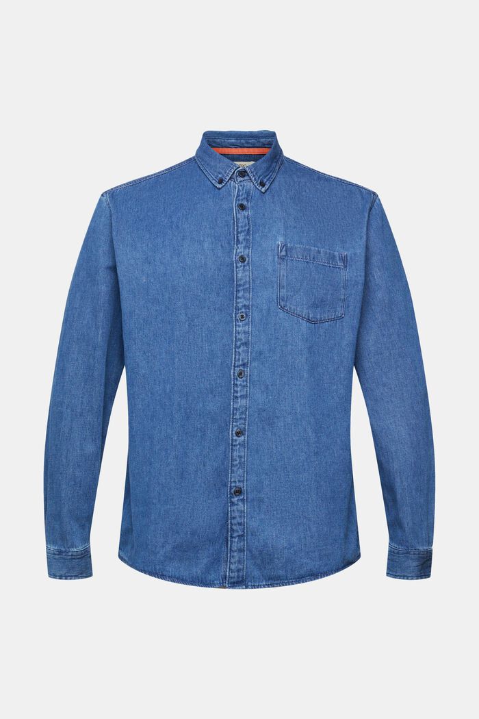 Jeanshemd mit aufgesetzter Tasche, BLUE MEDIUM WASHED, detail image number 2