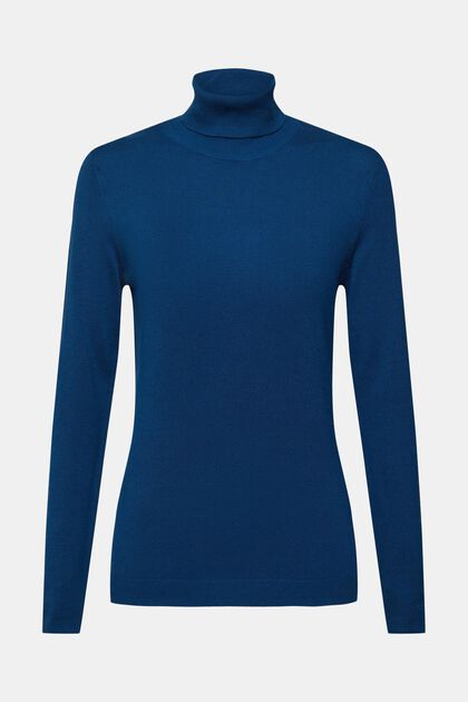 Pullover mit Polokragen, PETROL BLUE, overview