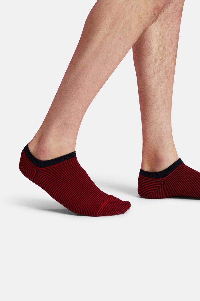 2er-Set Knöchelhohe Socken im Streifendesign, RED, detail image number 1