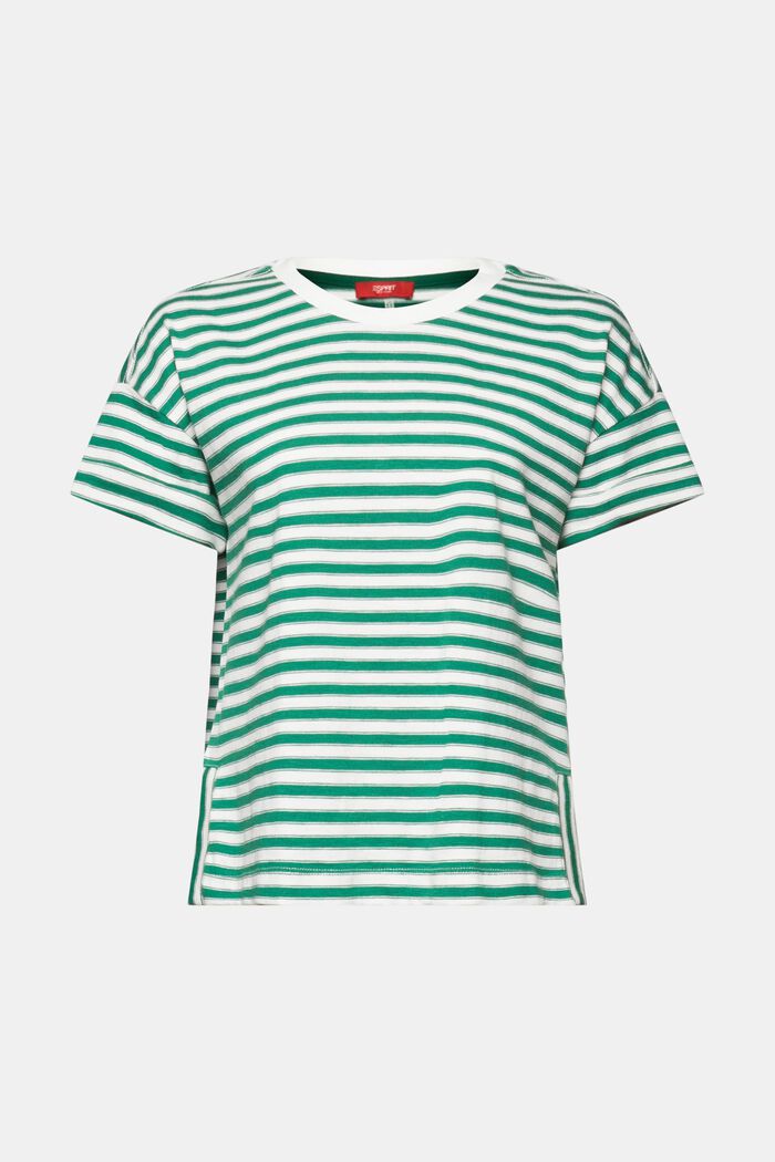 Gestreiftes T-Shirt, 100 % Baumwolle, DARK GREEN, detail image number 7