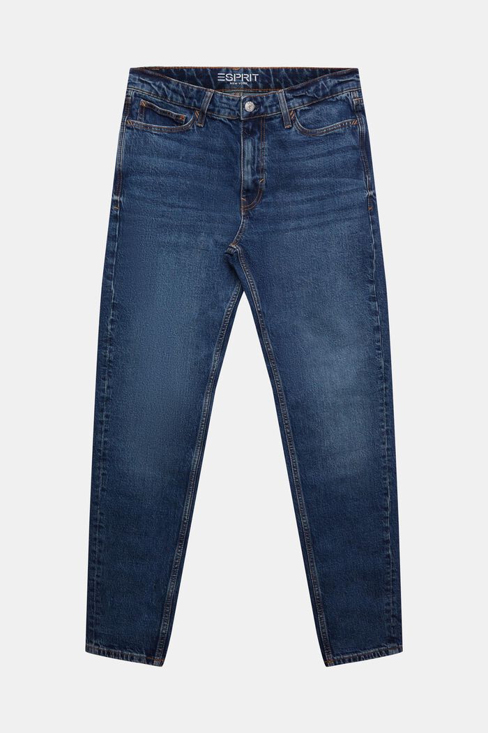 Gerade, konische Jeans mit mittelhohem Bund, BLUE DARK WASHED, detail image number 6