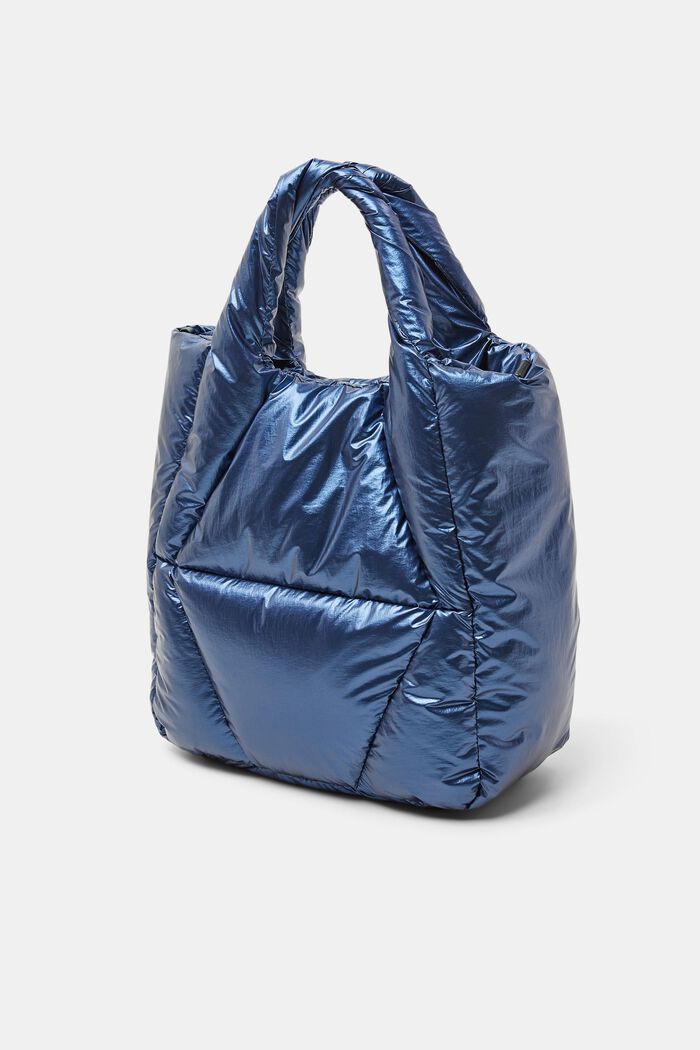 Gesteppte Tote Bag in Metallic-Optik, DARK BLUE, detail image number 2