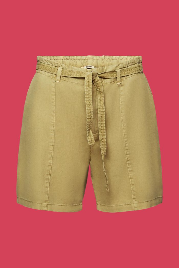 Shorts mit Bindegürtel aus Leinenmix, PISTACHIO GREEN, detail image number 8