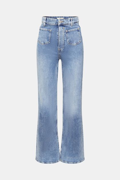 Jeans mit geradem Bein und mittlerer Bundhöhe, BLUE DARK WASHED, overview