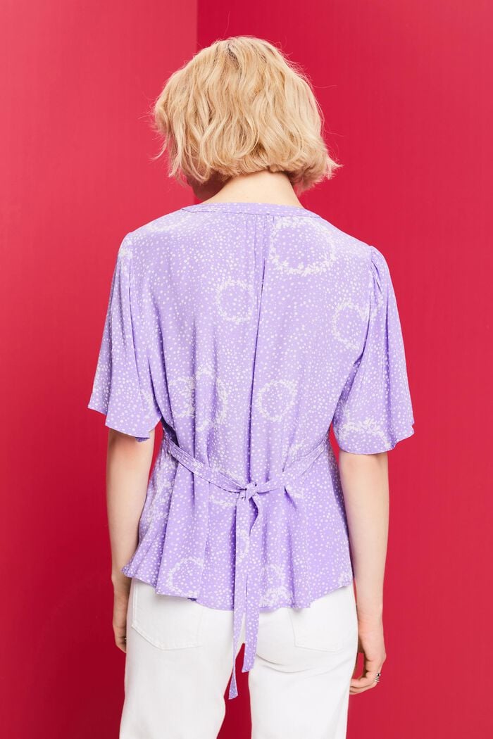 Bedruckte Bluse mit Raffbändchen am Rücken, PURPLE, detail image number 3