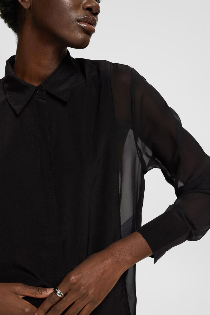 Halbtransparente Bluse, LENZING™ ECOVERO™, BLACK, detail image number 2