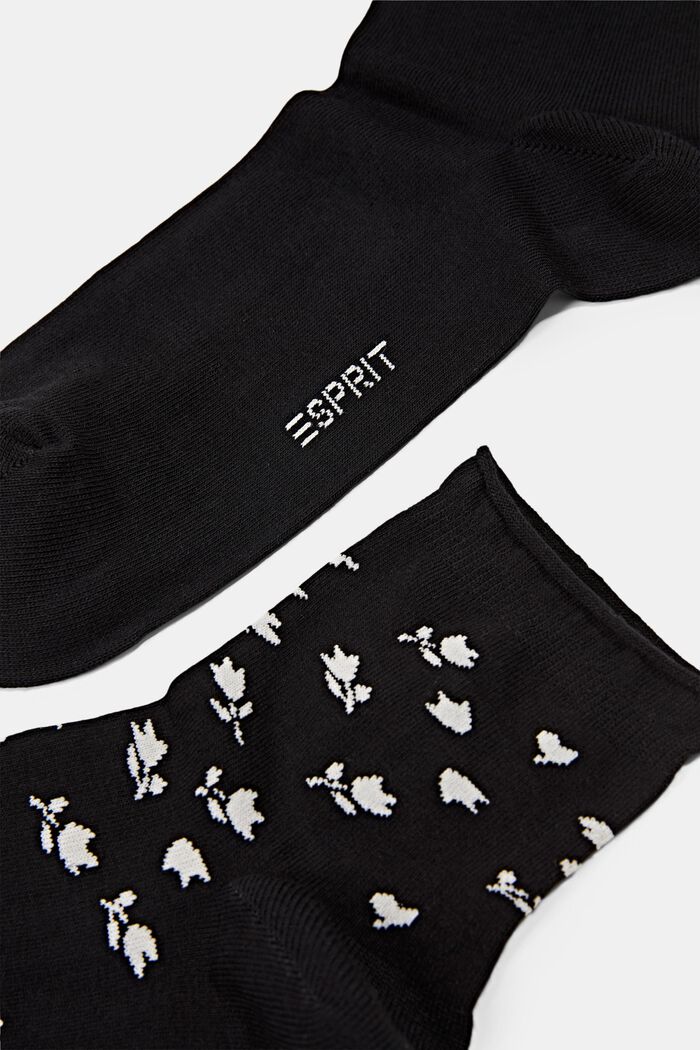 2er-Pack kurze Socken mit Blumenmuster, BLACK, detail image number 1