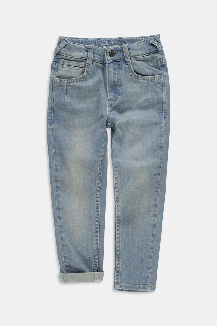 Washed Stretch-Jeans mit Verstellbund, BLUE BLEACHED, detail image number 0