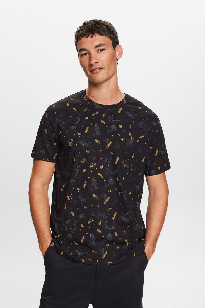 Baumwoll-T-Shirt mit Allover-Print, BLACK, detail image number 1