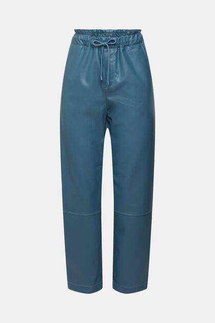 Jogger-Pants in Lederoptik, PETROL BLUE, overview