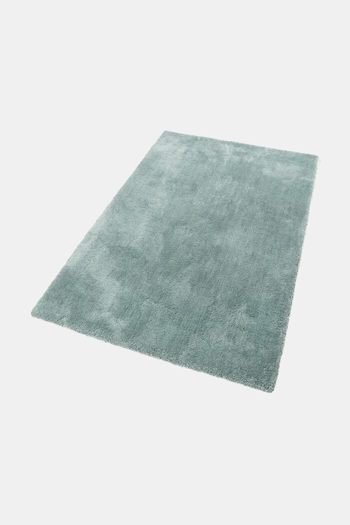 Hochflor-Teppich im unifarbenen Design, STONE BLUE, detail image number 2