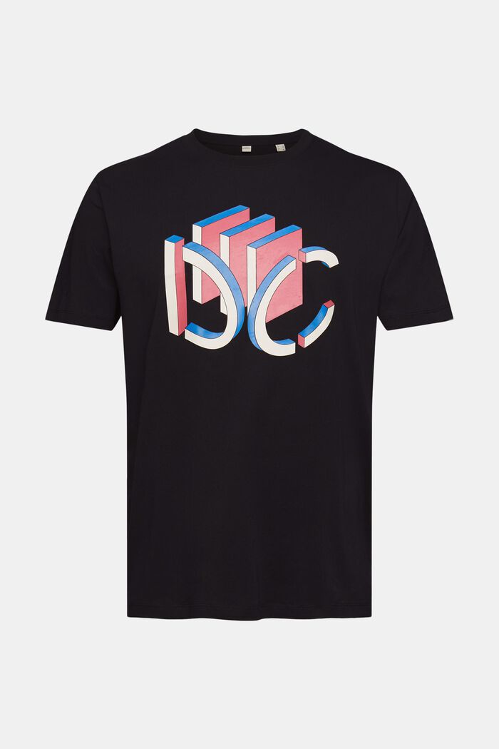 Jersey-T-Shirt mit grafischem 3D Logo-Print, BLACK, detail image number 2
