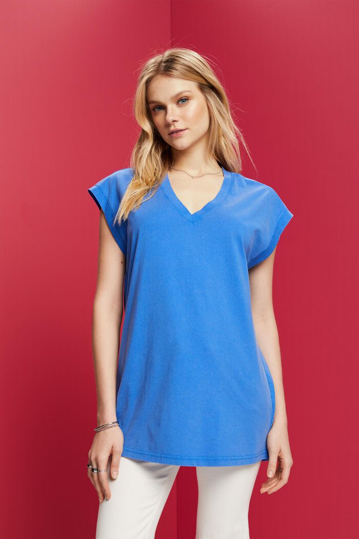 Langes T-Shirt, 100 % Baumwolle, BRIGHT BLUE, detail image number 0