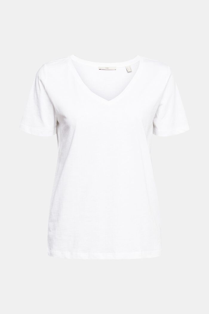 T-Shirt mit V-Ausschnitt, WHITE, detail image number 6