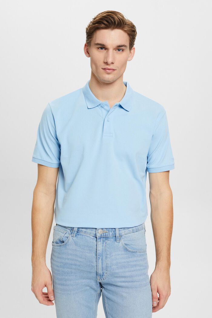 Slim-Fit-Poloshirt aus Baumwoll-Piqué, LIGHT BLUE, detail image number 0