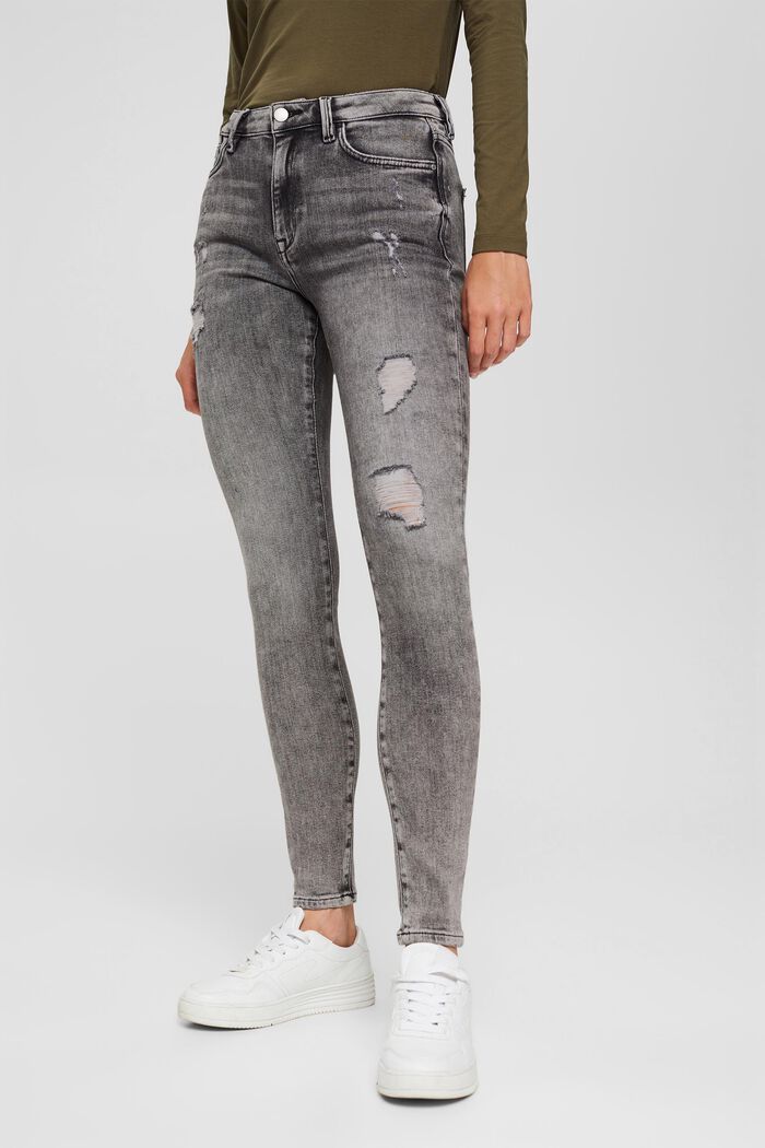 Cropped Used-Stretch-Jeans, Bio-Baumwolle, GREY MEDIUM WASHED, detail image number 6