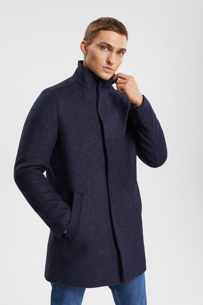 Wattierter Mantel aus Wollmix mit abnehmbarer Futter, DARK BLUE, detail image number 0