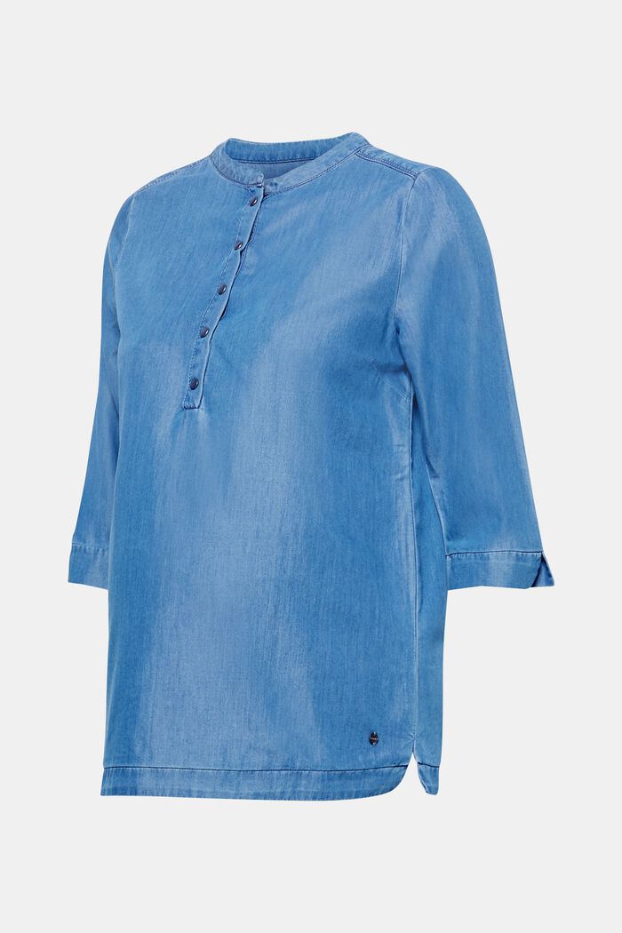 Denim-Bluse mit Dreiviertelärmeln, BRIGHT BLUE, detail image number 0