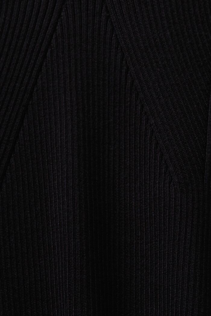Rippstrick-Pullover mit V-Ausschnitt, BLACK, detail image number 6