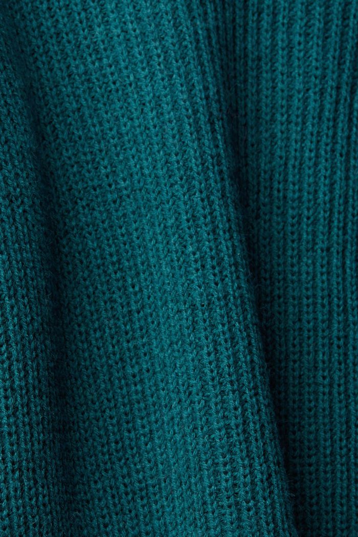 Pullover mit bauschigen Ärmeln mit Wollanteil, TEAL GREEN, detail image number 5