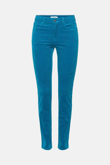 Mid-Rise-Cordhose, TEAL BLUE, overview