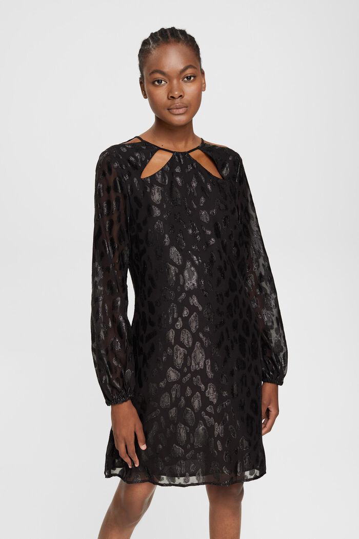 Gemustertes Kleid mit Glitzereffekt, BLACK, detail image number 0