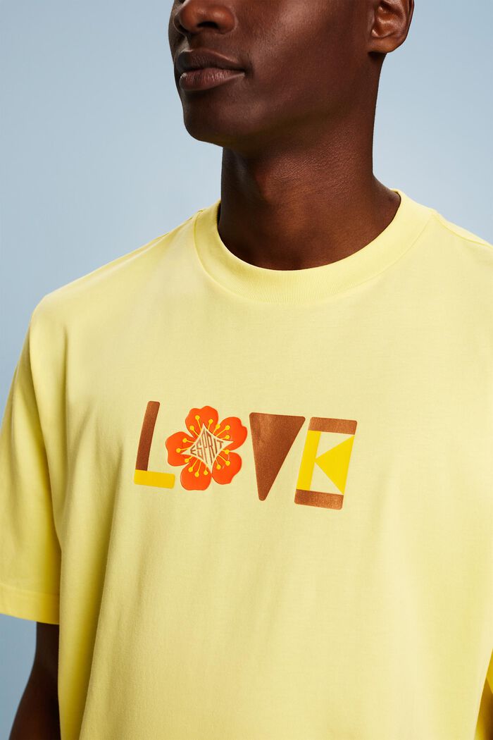 Unisex-T-Shirt aus Pima-Baumwolle mit Print, PASTEL YELLOW, detail image number 3