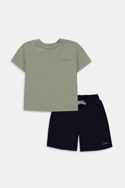 Gemischtes Set: T-Shirt und Shorts, DUSTY GREEN, overview