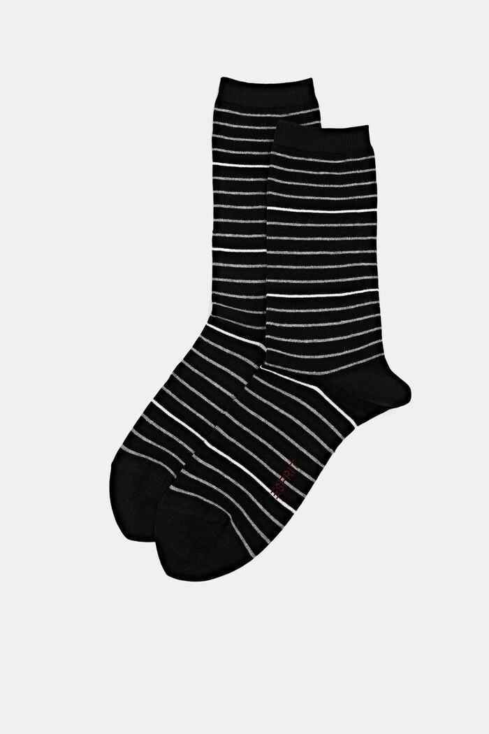 Geringelte Socken im Doppelpack, BLACK, detail image number 0