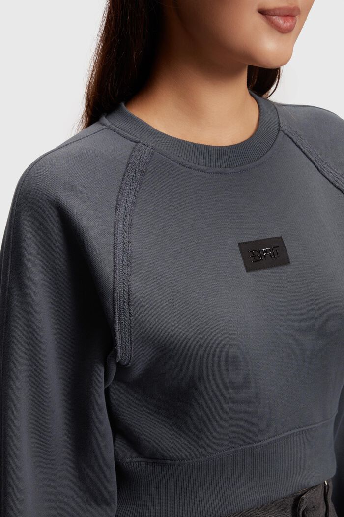 Cropped-Sweatshirt in Garment Dye, DARK GREY, detail image number 2