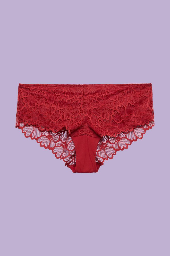 Brazilian-Shorts aus floraler Spitze, RED, detail image number 3
