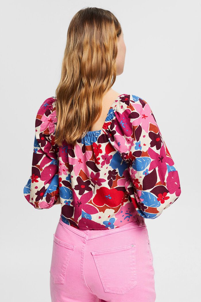 Mit Leinen: Cropped Shirt mit Blumenmuster, PINK, detail image number 3