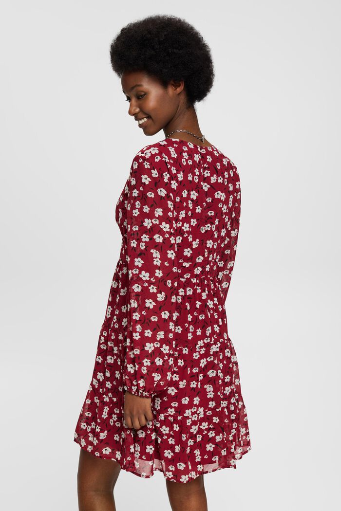 Kleid mit V-Ausschnitt und Allover-Print, CHERRY RED, detail image number 3